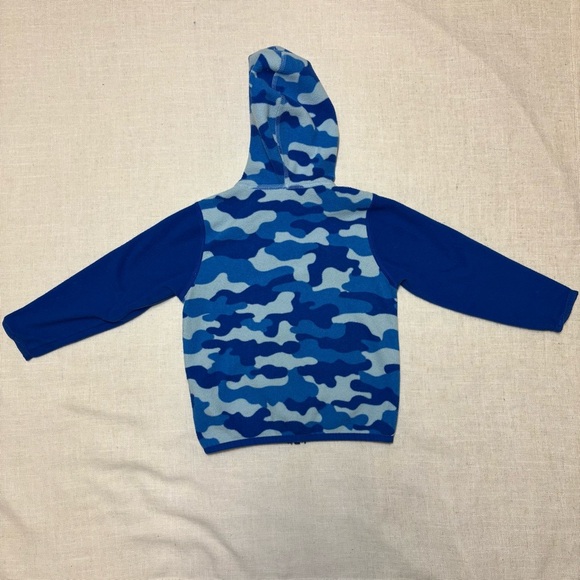2/$20 The North Face Boys 18-24 Month Glacier Camo Zip Up Hoodie Blue Fleece - Picture 8 of 13